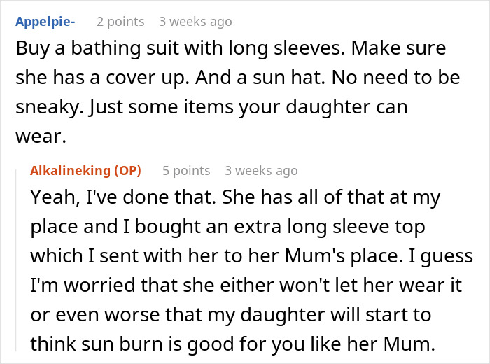 Comments discussing sunscreen, sun protection suggestions, and concerns over beliefs about sunscreen causing cancer.