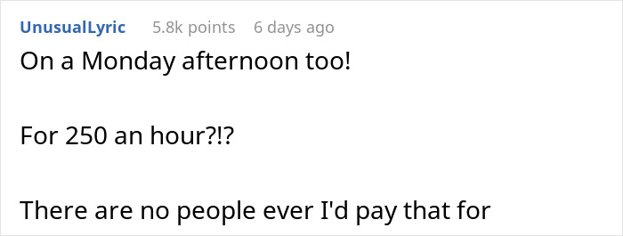 Comment about high costs for attending birthday celebration.