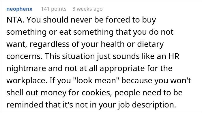 Reddit comment discussing the dilemma of buying Girl Scout cookies despite gluten intolerance. Reddit comment discussing the dilemma of buying Girl Scout cookies despite gluten intolerance.
