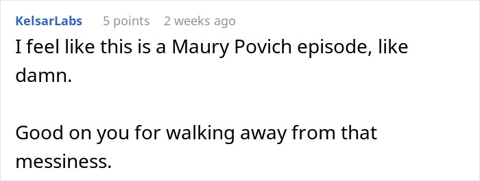 Comment referencing a breakup and a Maury Povich episode drama.