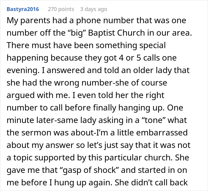 Image of a humorous story about a misdialed phone number used for church calls.