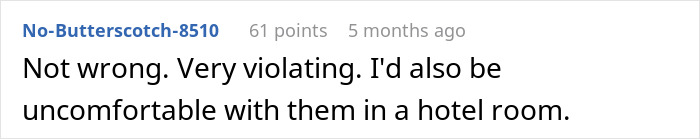 Comment by user discussing uncomfortable situation related to husband's coworkers' game.