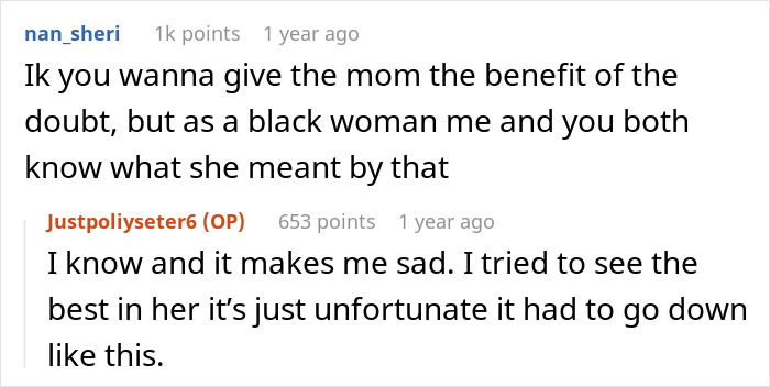 Reddit comments discussing an incident involving a boyfriend's mom at dinner. Reddit comments discussing an incident involving a boyfriend's mom at dinner.