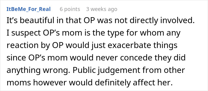 Reddit comment discussing a teen's situation with a horrible mother and a stranger's intervention.