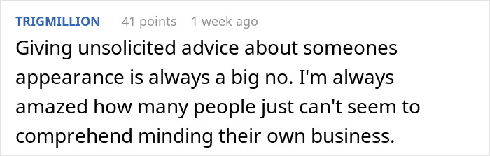 Text exchange on coworker's audacity about unsolicited advice on appearance. Text exchange on coworker's audacity about unsolicited advice on appearance.