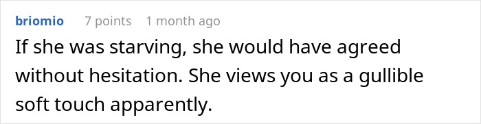 Comment discussing groceries and perception of a soft touch, related to Dollar Tree.