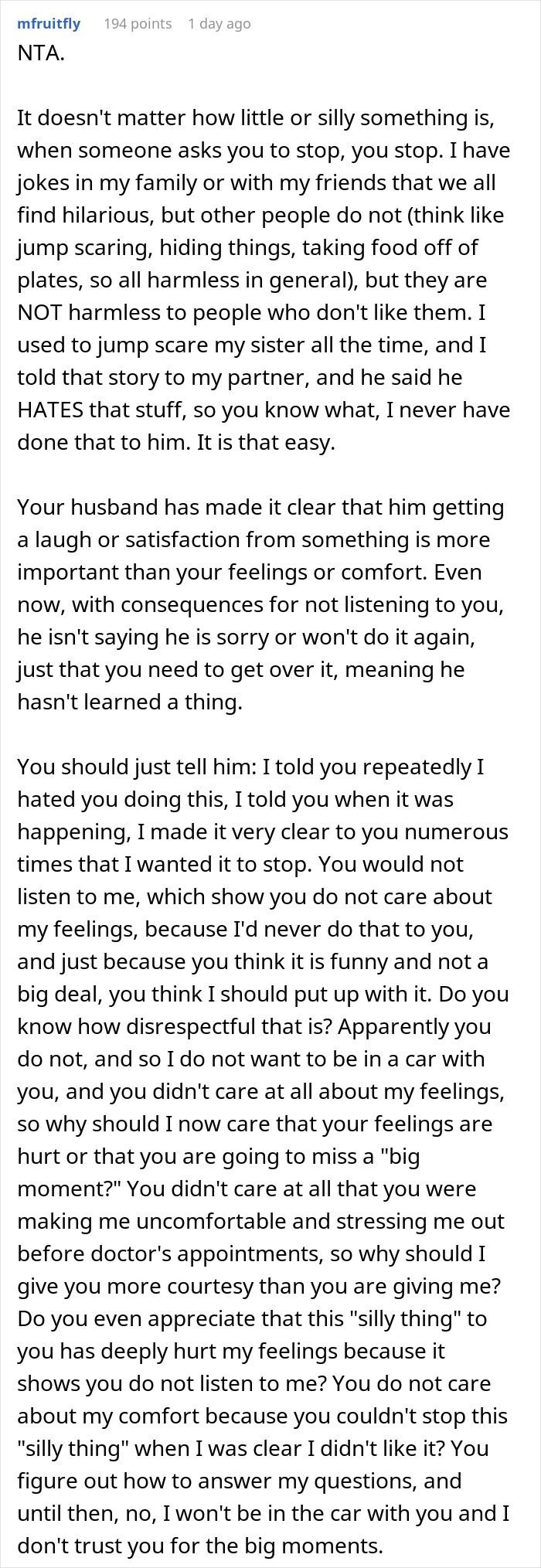 Text post discussing a furious man who won't stop bothering his wife at pregnancy appointments.