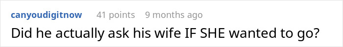 Comment questioning if husband asked his wife about attending a watch party with keywords "mom," "fussy DIL," and "protest. Comment questioning if husband asked his wife about attending a watch party with keywords "mom," "fussy DIL," and "protest.
