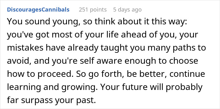 Comment discussing growth and future potential, addressing a young adult iPad kid's perspective on their youth. Comment discussing growth and future potential, addressing a young adult iPad kid's perspective on their youth.