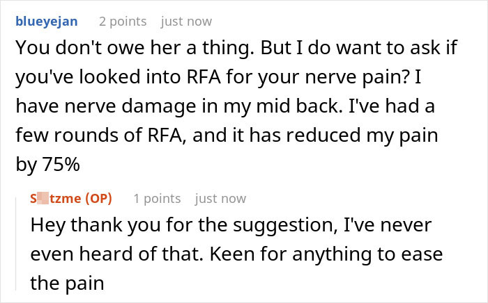 Text conversation about nerve pain and treatment suggestions.