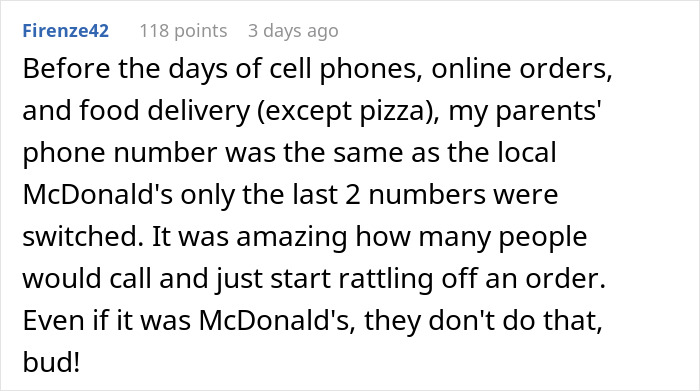 Text exchange about reservations and phone number mix-up with humorous McDonald's reference.
