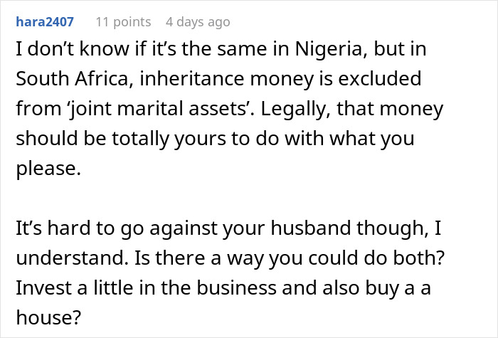 Comment discussing inheritance laws regarding joint marital assets in South Africa. Comment discussing inheritance laws regarding joint marital assets in South Africa.