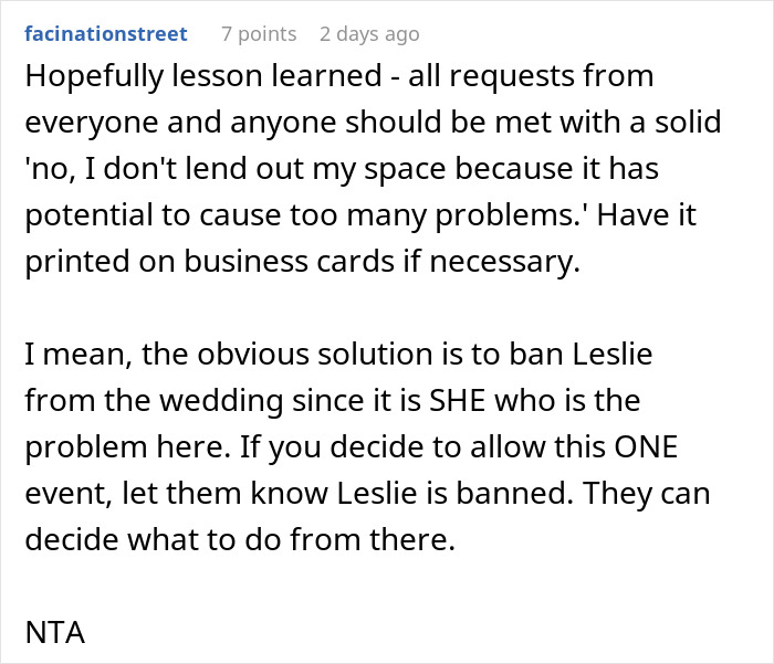 Text conversation discussing refusal to lend backyard for wedding over denied plus-one request. Text conversation discussing refusal to lend backyard for wedding over denied plus-one request.