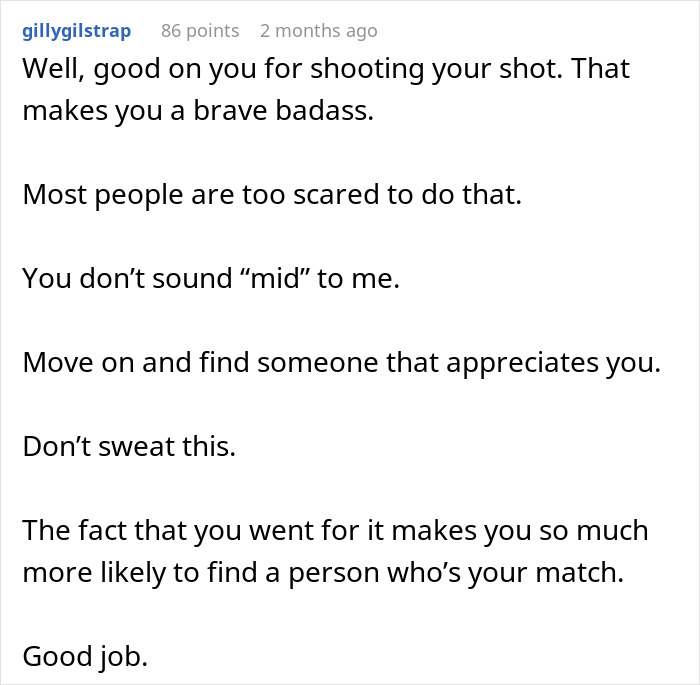 User receives supportive advice after asking out zoomer friend and facing rejection.