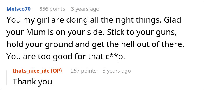 Reddit comment supporting a daughter's refusal to be volunteered as a babysitter by parents.