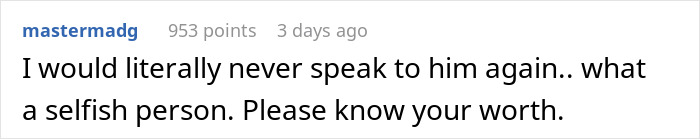 Comment criticizing a man for being selfish, related to airport incident with his girlfriend. Comment criticizing a man for being selfish, related to airport incident with his girlfriend.