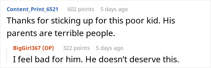 Two supportive comments online about nephew taken in after golden child brother's issues.