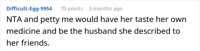 Comment on a discussion about an unhelpful husband sharing his perspective.