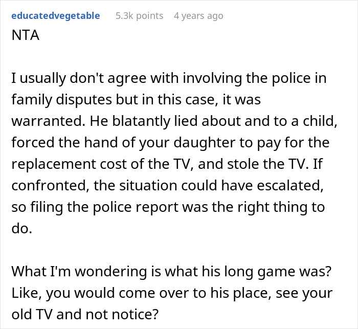 28YO Steals Parents' TV Claiming His Niece Broke It, Mom Horrified To Learn Truth And Calls Police