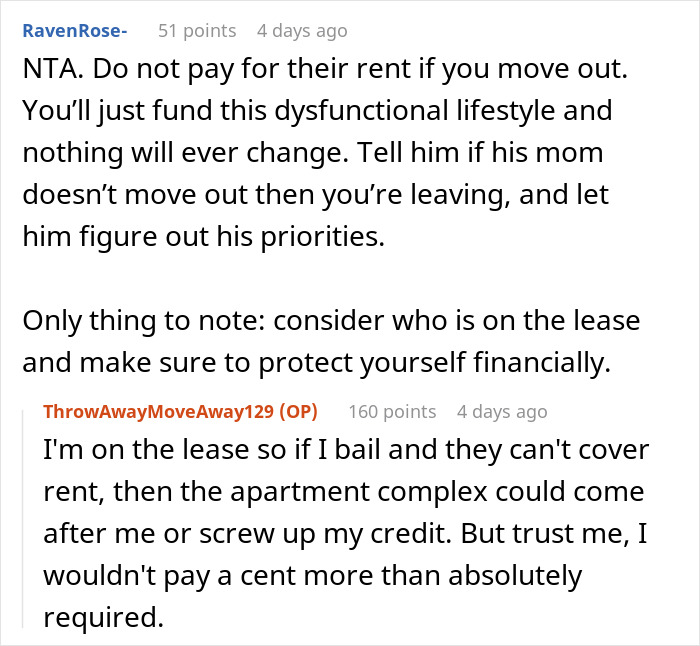 Reddit comments discussing issues with a problematic mother-in-law in an apartment setting. Reddit comments discussing issues with a problematic mother-in-law in an apartment setting.