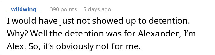 Student takes revenge through name confusion to avoid detention.