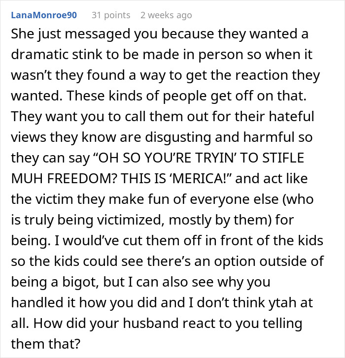 Text comment discussing reaction to offensive views and freedom of speech. Text comment discussing reaction to offensive views and freedom of speech.