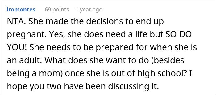 Online comment discussing parenting responsibilities and future plans.