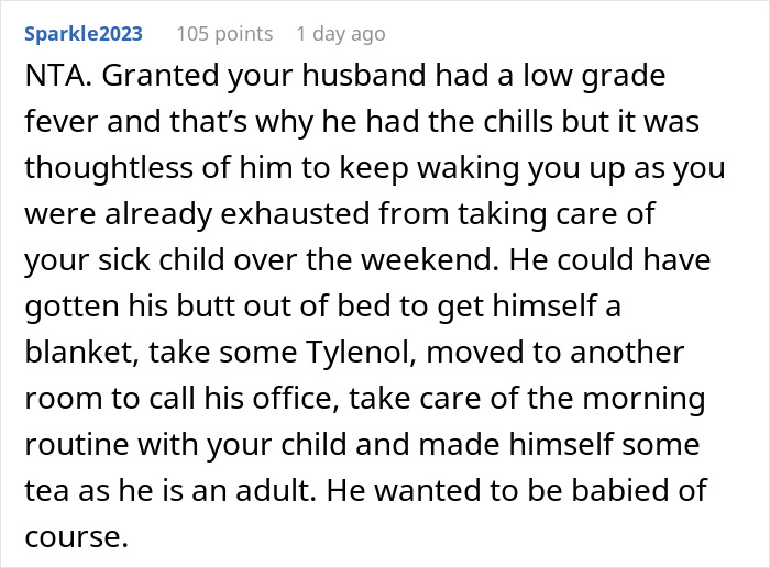 Sleep-Deprived Wife Loses It As Sick Husband Keeps Waking Her Up, Then Asks For Help Sleep-Deprived Wife Loses It As Sick Husband Keeps Waking Her Up, Then Asks For Help