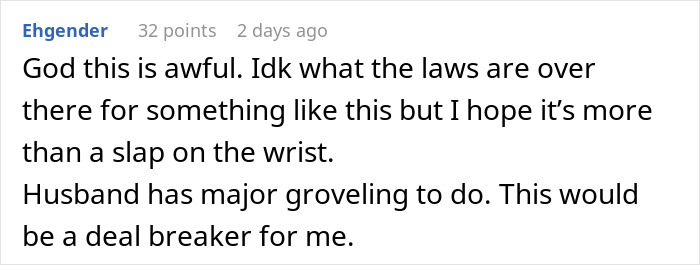 Comment discussing a wife's reaction to creepy student comment and husband's response. Comment discussing a wife's reaction to creepy student comment and husband's response.