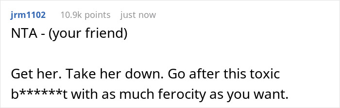 Text comment supporting someone fiercely confronting a toxic person, gaining online points. Text comment supporting someone fiercely confronting a toxic person, gaining online points.