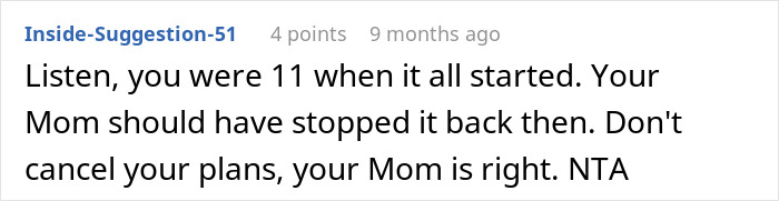 Text comment discussing prioritizing future over babysitting.