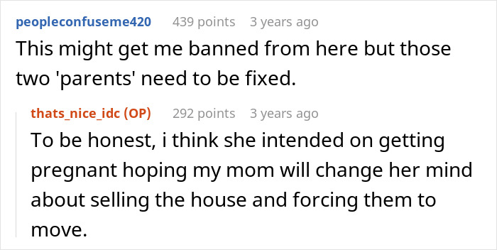 Reddit discussion on parents volunteering daughter as babysitter, two users sharing critical opinions.