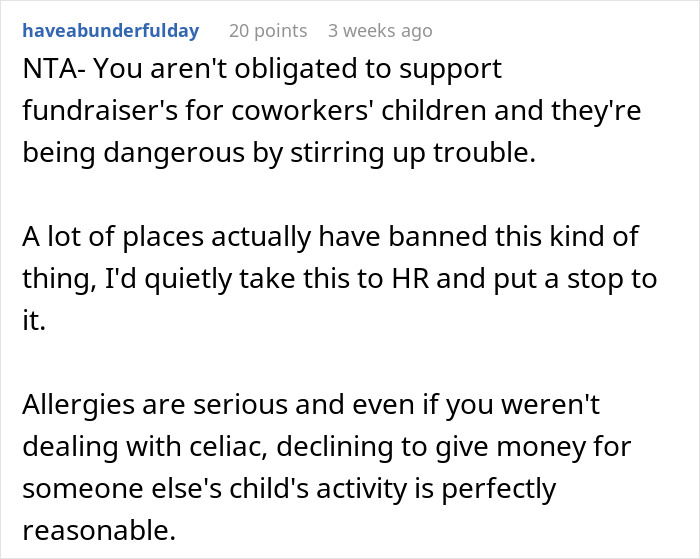 Text discussing coworker pressuring manager for gluten cookies support. Text discussing coworker pressuring manager for gluten cookies support.