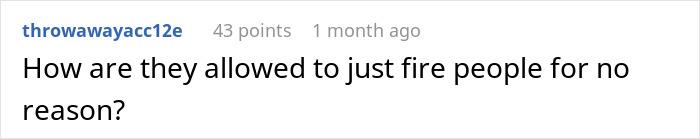 Comment questioning unfair employee terminations, related to boss and company structure issues. Comment questioning unfair employee terminations, related to boss and company structure issues.