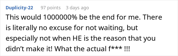 Comment expressing frustration about a man making his girlfriend late for a flight to save money. Comment expressing frustration about a man making his girlfriend late for a flight to save money.