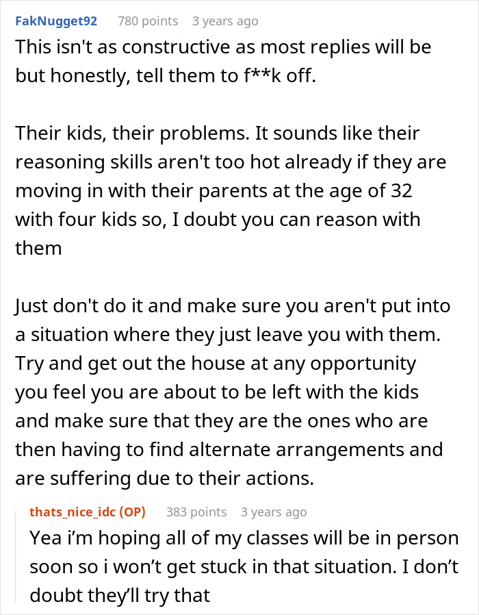 Text exchange about a daughter refusing to babysit after parents volunteer her without asking.