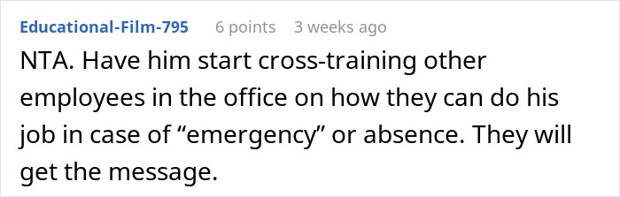 Reddit comment discussing employee cross-training for emergencies. Reddit comment discussing employee cross-training for emergencies.