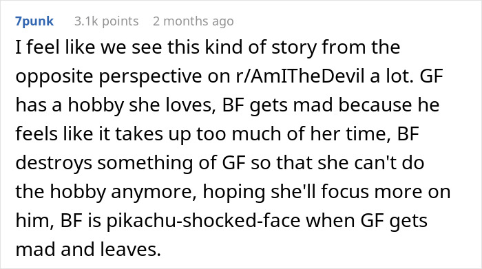 Comment discussing relationship issues on a Reddit thread, highlighting frustrated reactions and seeking support.