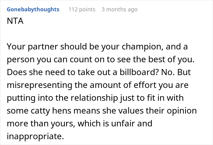 Reddit post discussing relationship fairness and highlighting partner support in context of the "unhelpful" husband debate.