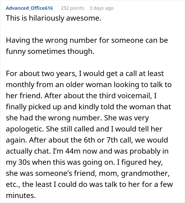 Text exchange about using phone number mistakenly, highlighting humorous reservation experience.