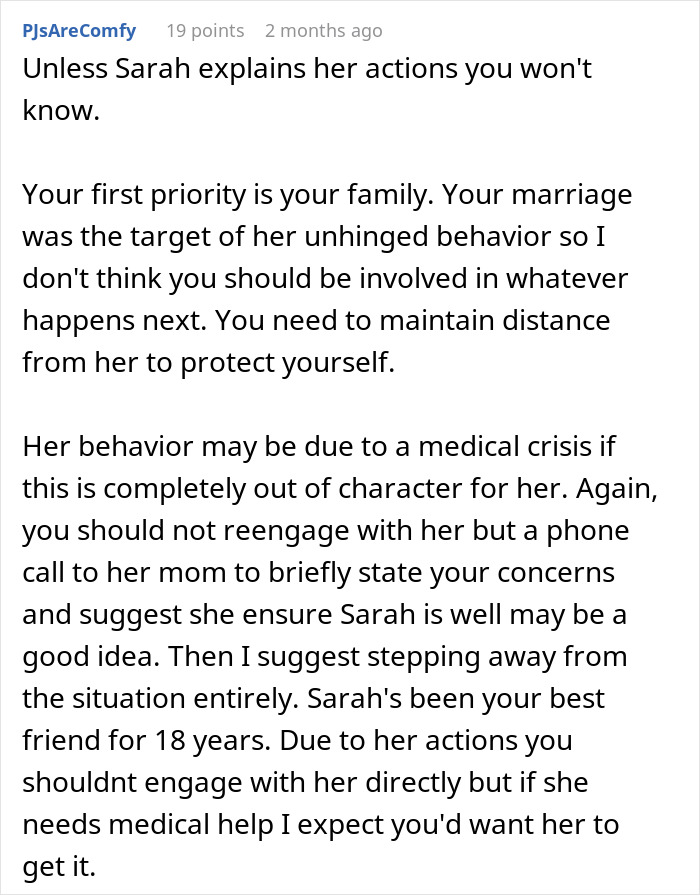 Text exchange discussing woman's behavior impacting friend's marriage due to a lie. Text exchange discussing woman's behavior impacting friend's marriage due to a lie.