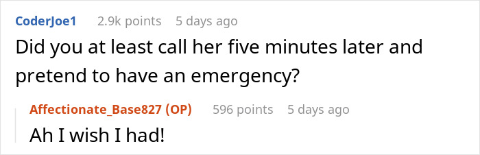 Reddit comment exchange about petty revenge on a date.