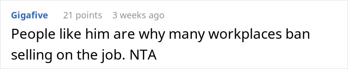 Comment discussing workplace cookie sales ban due to guilt tactics. Comment discussing workplace cookie sales ban due to guilt tactics.