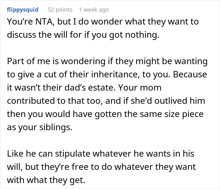 Only After Lady's Skipped In Stepdad's Will, Half-Siblings Realize She Was Honest About His Behavior Only After Lady's Skipped In Stepdad's Will, Half-Siblings Realize She Was Honest About His Behavior