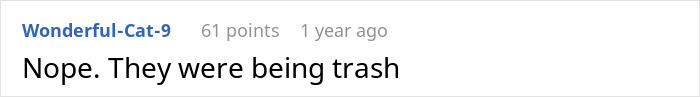 Reddit comment supporting decision, calling the behavior "trash" related to gay son's situation.