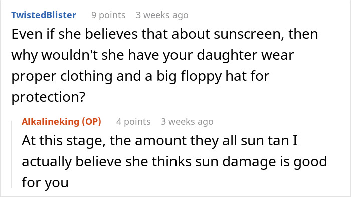 Reddit discussion on sunscreen and sun protection, addressing misconceptions about sunscreen and sun damage beliefs.