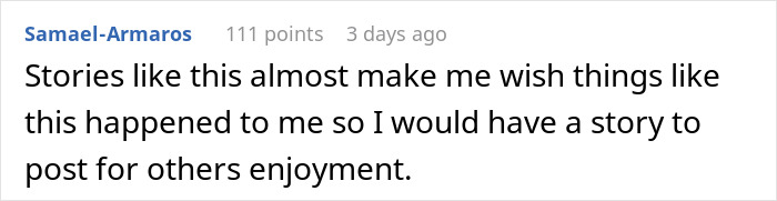 Reddit comment about hotel room neighbors partying, expressing a humorous wish for a similar experience to share.