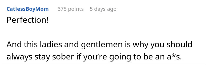 Comment by CatlessBoyMom discusses date revenge with humor, gaining 375 points.