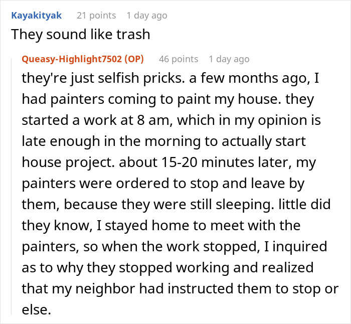 Neighbor parking dispute discussed in an online forum with users sharing experiences of inconsiderate behavior.