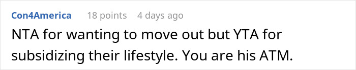 Reddit comment discussing MIL conflict, with advice on moving out and financial support issues. Reddit comment discussing MIL conflict, with advice on moving out and financial support issues.